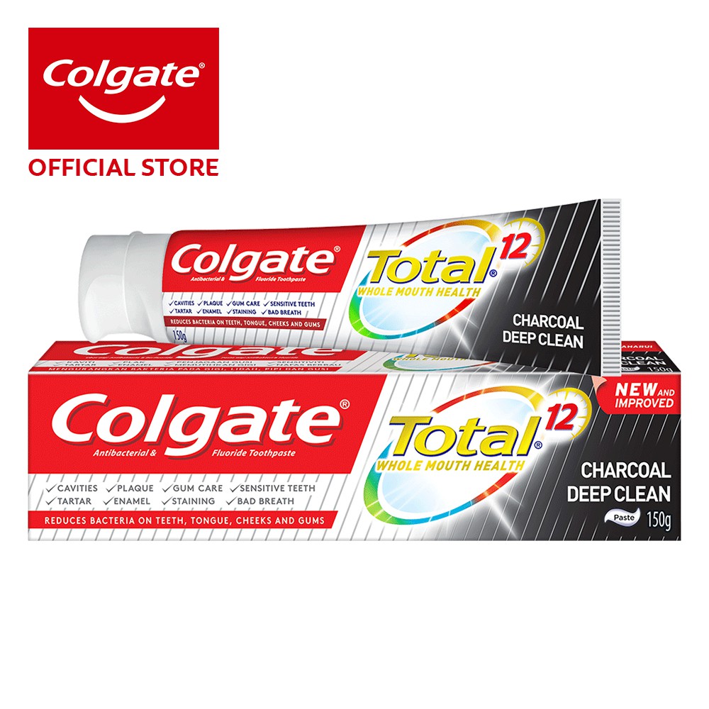 [Up to 12 hours protection against bacteria] Colgate Total Charcoal