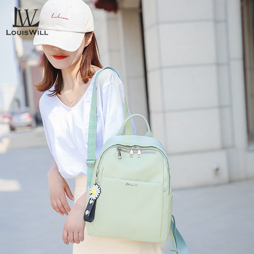 LouisWill Woman Backpack Candy color Shoulder Bags Fashion Daisy Ornament  Backpack Shoulder Bags PU Women Bag Large Capacity Premium Oxford Travel