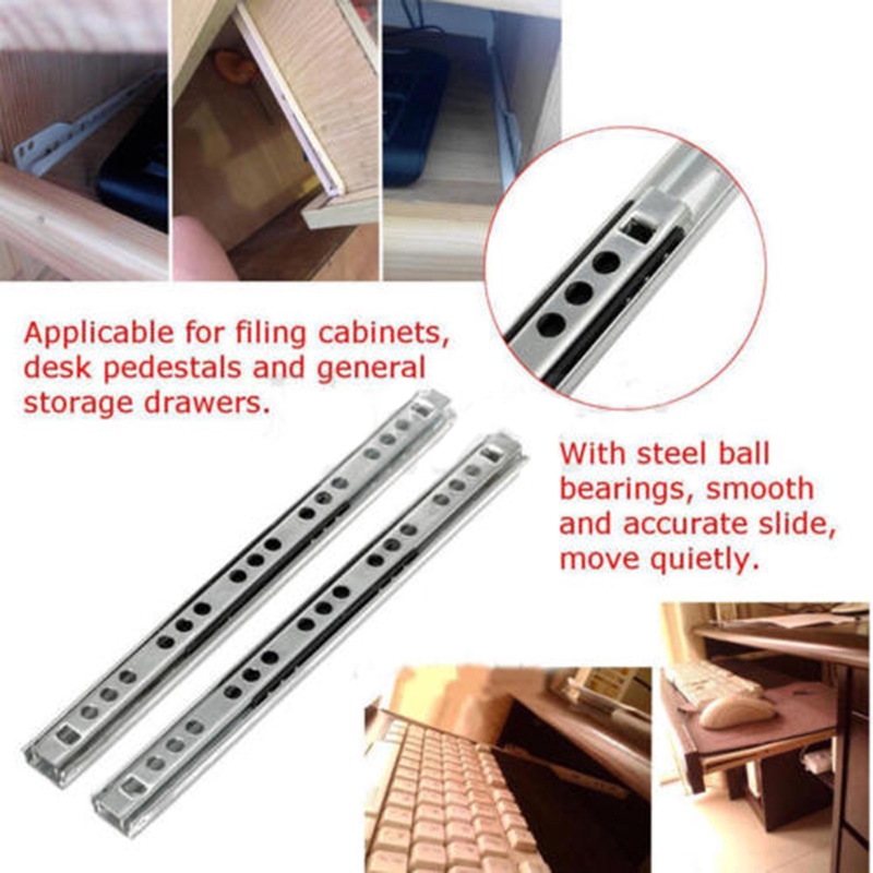 Metal Draw Runners Kitchen Bedroom Groove Ball Bearing Drawer