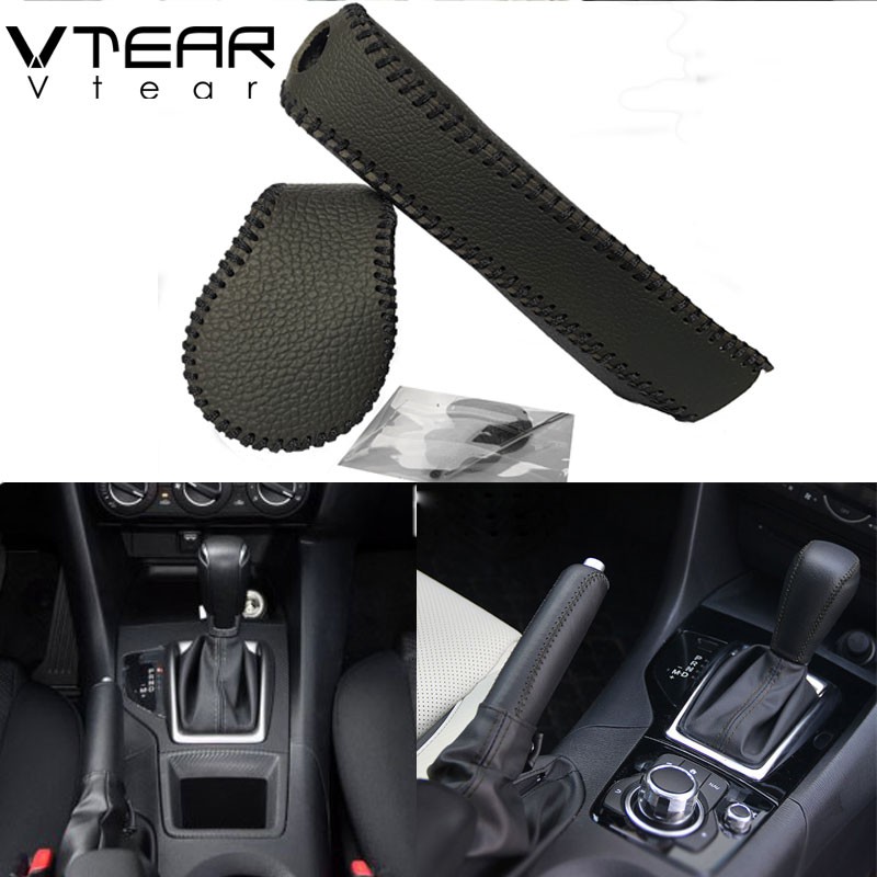 Top Genuine Leather Case For Handbrake Cover For Mazda 3 Hand Brake Cover Nappa Leather Cover Handbrake Auto without XW-SSGPJ Color Name : Black 