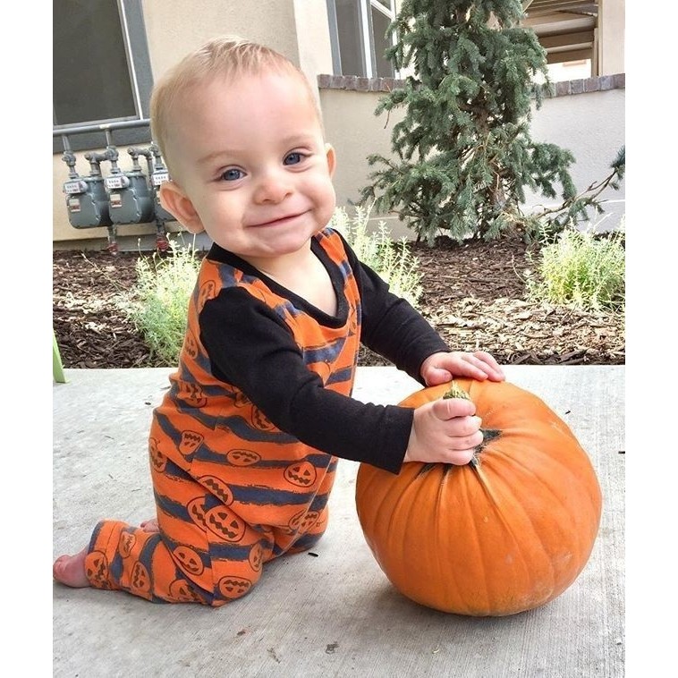 Halloween Pumpkin Baby Boys /& Girls Embroidered Footed Pants