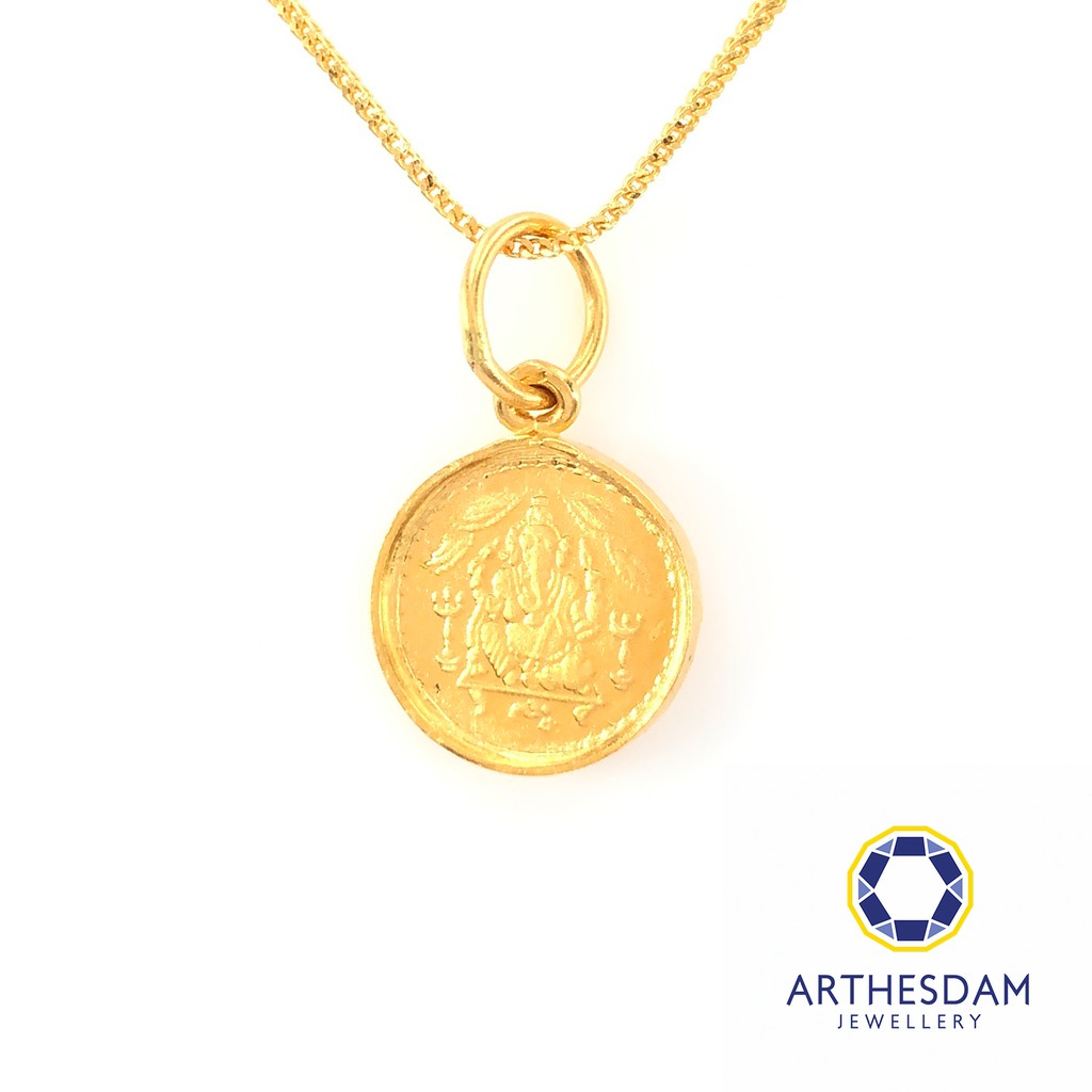 Arthesdam Jewellery 916 Gold Ganesha Lakshmi Coin Pendant Shopee Singapore