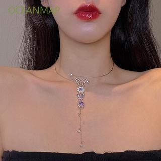 Women Fashion Rhinetone Pendant Necklace Party Jewelry Clavicle Chain Tassel 