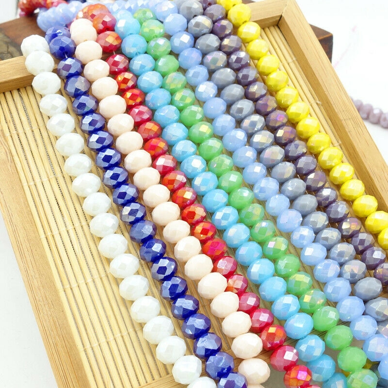 68Pcs 145Pcs Wholesale 2/3/4/6/8mm Rondelle Faceted Crystal Glass Loose Spacer Beads Jewelry DIY making