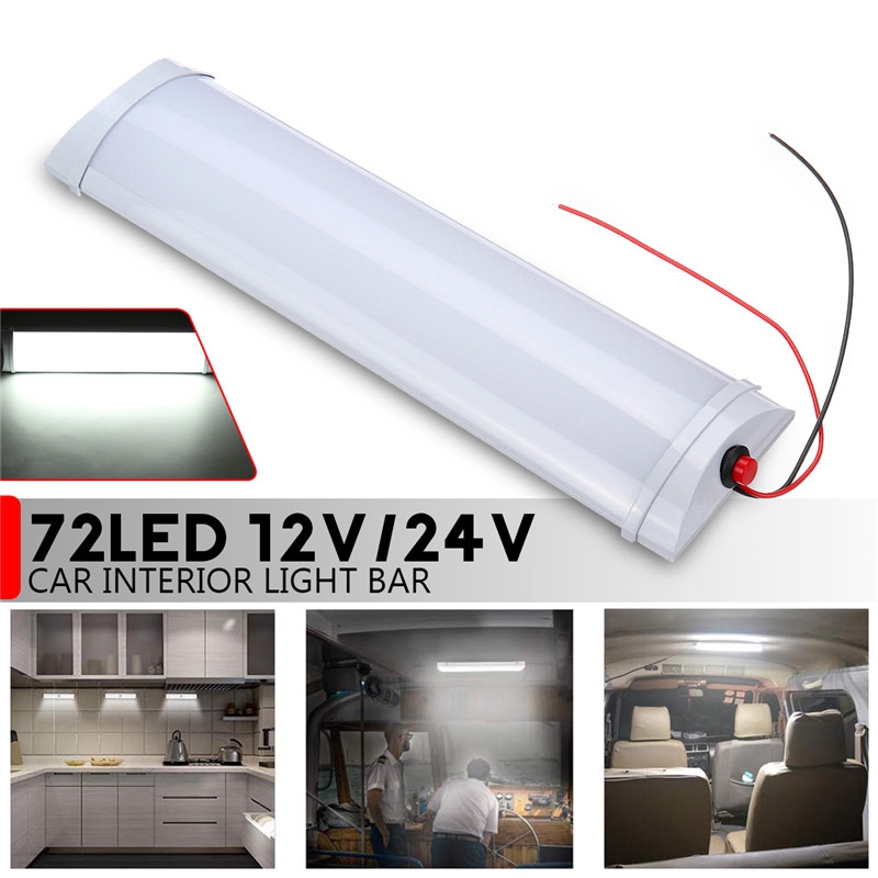 12 24v 72led Car Interior White Strip Light Bar Lamp Car Van Caravan Boat Home