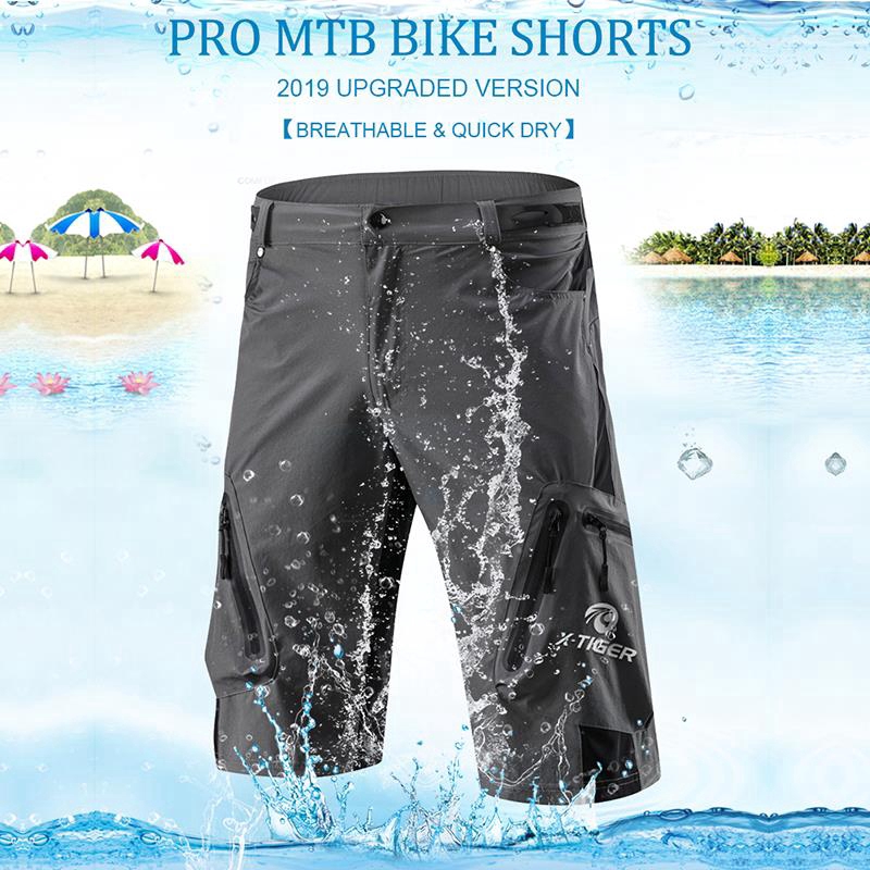 X-TIGER Mens Bicycle Shorts,Lightweight and Baggy Mountain Bike Shorts for Cycling Running Gym Training Shorts Pants for Off Road Cycling Outdoor Sports Leisure Bottoms 
