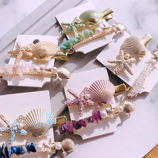 New Fashion Women Girl Pearl Shell Starfish Female Hair Clip