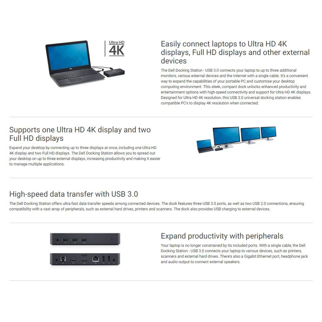 Dell D3100 Refurbished Triple Monitor Display Usb 3 0 Ultra Hd 4k Docking Station Port Replicator Displaylink 4k Shopee Singapore