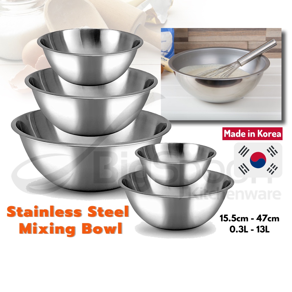 2xStainless Steel Mixing Bowl Salad Bowl Basin MultiPurP Bowl Mixer Kitchenware 