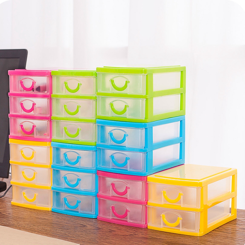 2 3 Layers Drawer Plastic Small Desktop Storage Organiser Home