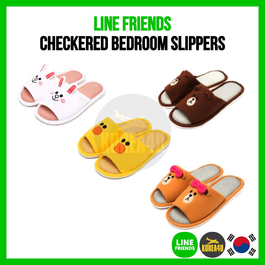 LINE FRIENDS Checkered Bedroom Home Indoor Slippers ...