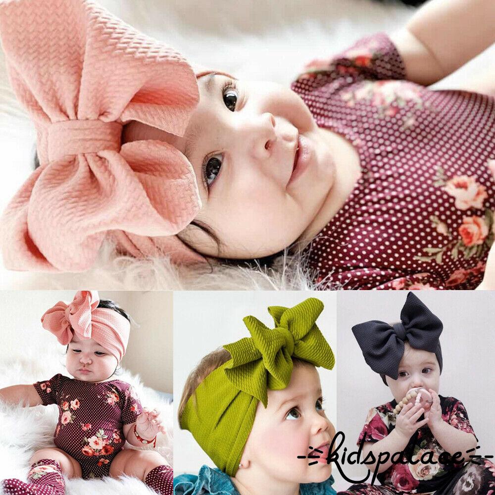 Sc1 Lovely Toddler Girl Kid Baby Big Bow Hairband Headband Stretch Turban Head Shopee Singapore