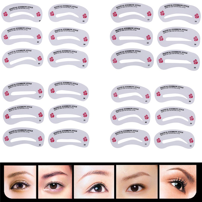 24 pcs eyebrow stencil eye brow drawing guide styling shaping template