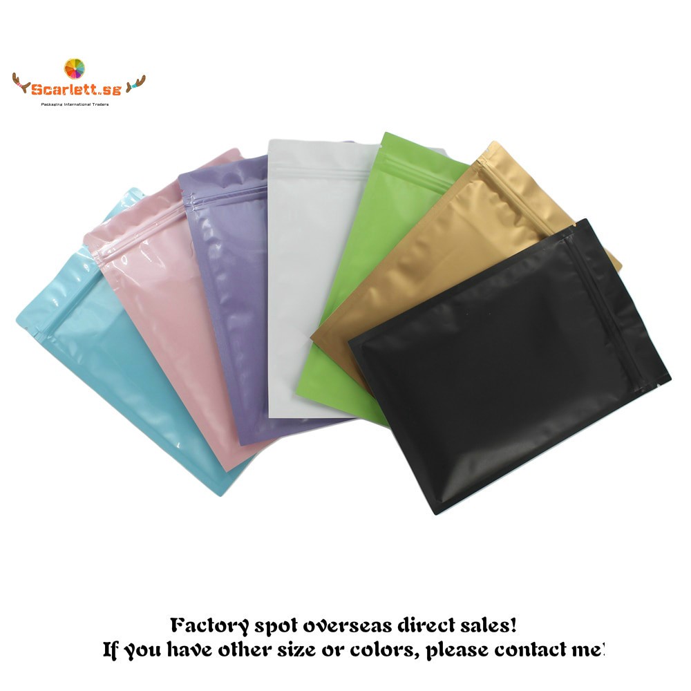 100pcs/lot Colorful Heat Sealable Ziplock Packaging Bag Reclosable Flat