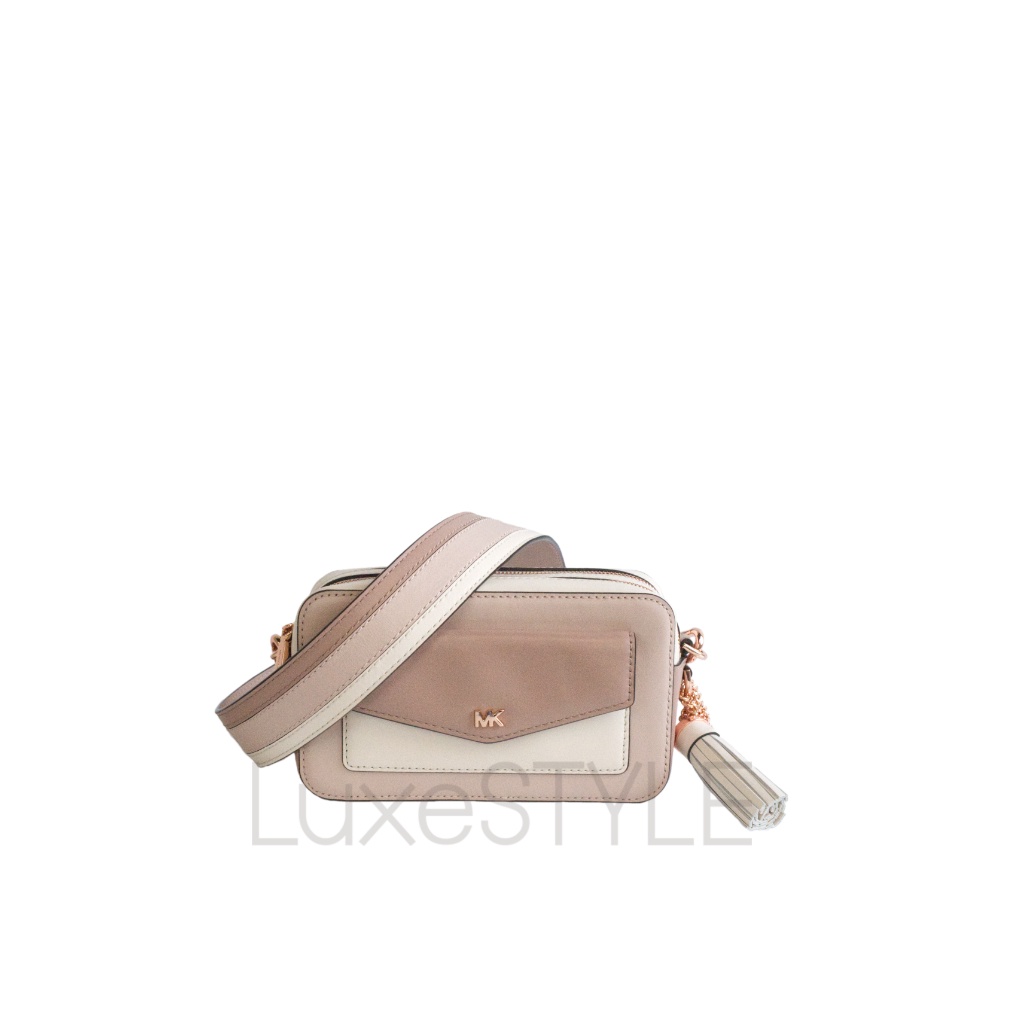 Michael Kors Maeve East West Signature Logo Two-Tone Semi Lux Pocket  Crossbody Bag