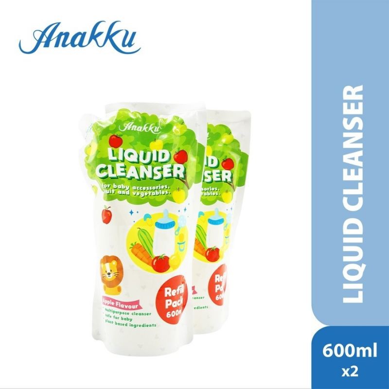 Anakku Baby Milk Bottle Liquid Cleanser Apple Flavour 600mlx2 (Refill ...