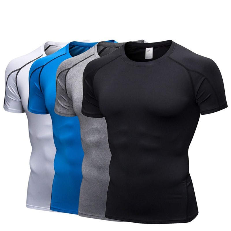 Men's Compression T Shirts Running Basketball Fitness Dri fit Tops Lycra Gym Tee