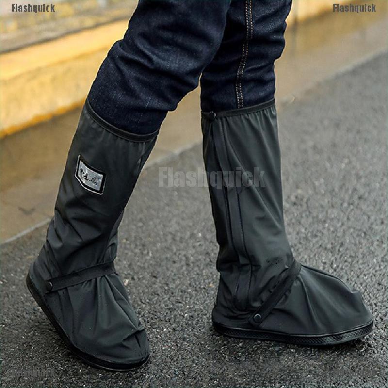 Flashquick Waterproof Motorcycle Biker Reflective Rain Boot shoes Footweaar Cover Black