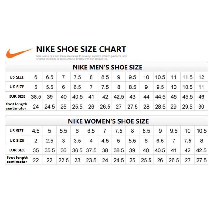 nike euro size chart