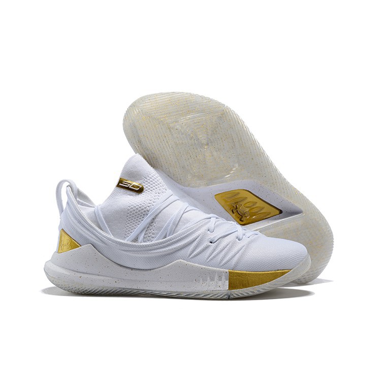 curry 5 white and gold