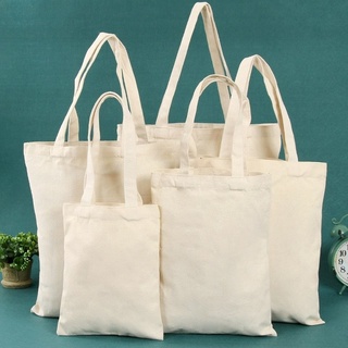 Image of thu nhỏ Plain Creamy White Canvas Shopping Bags,Foldable Reusable Fabric Tote Bag,Shoulder Top Eco Bag Gift #0