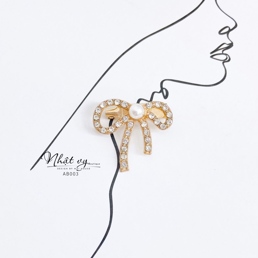Cài Áo Nơ Nữ MAI HOUSE Đính Ngọc Thời Trang - AB003