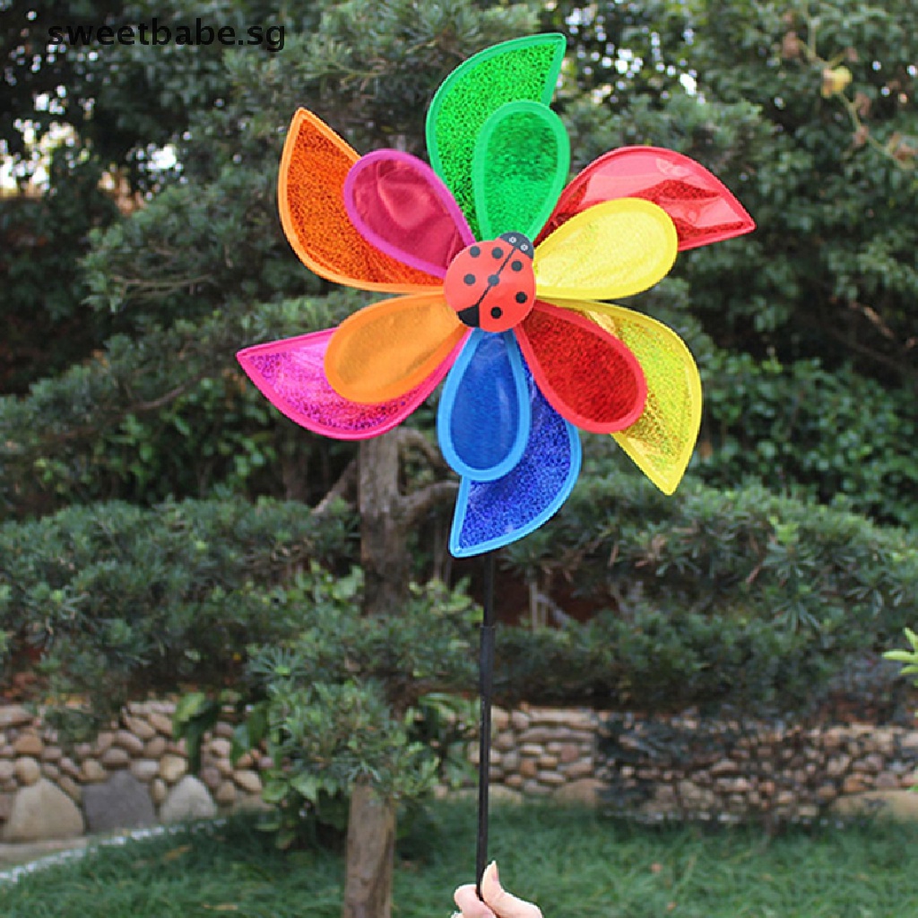 Garden Windmill Pinwheel Sequins Peacock Wind Spinner Outdoor Yard Lawn Decor