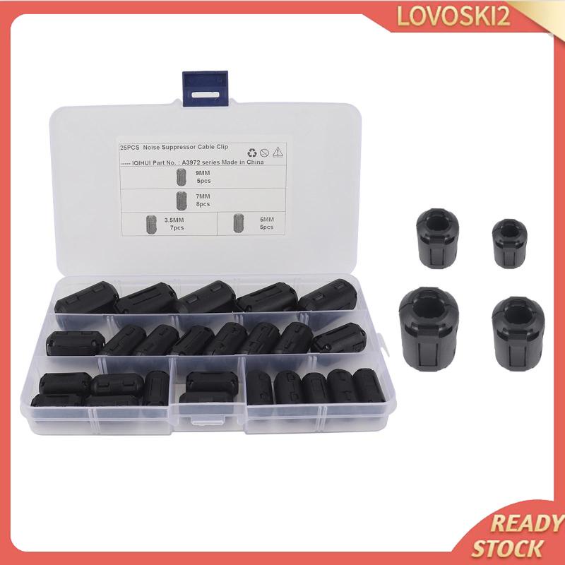 25Pcs Clip On Ferrite Core Ring Kit Cable Clip Detachable Fits for Car DVR