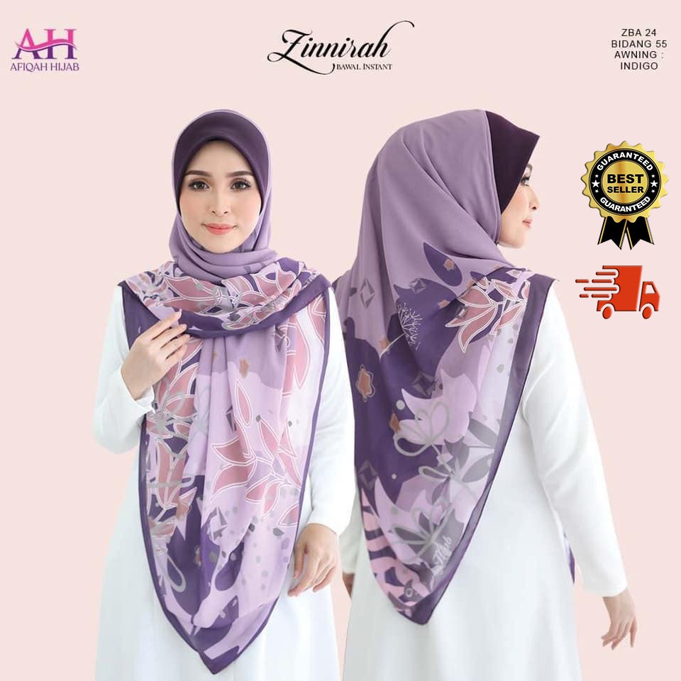 TUDUNG BAWAL INSTANT BIDANG 55 ZINNIRAH AURA AFIQAH HIJAB ...