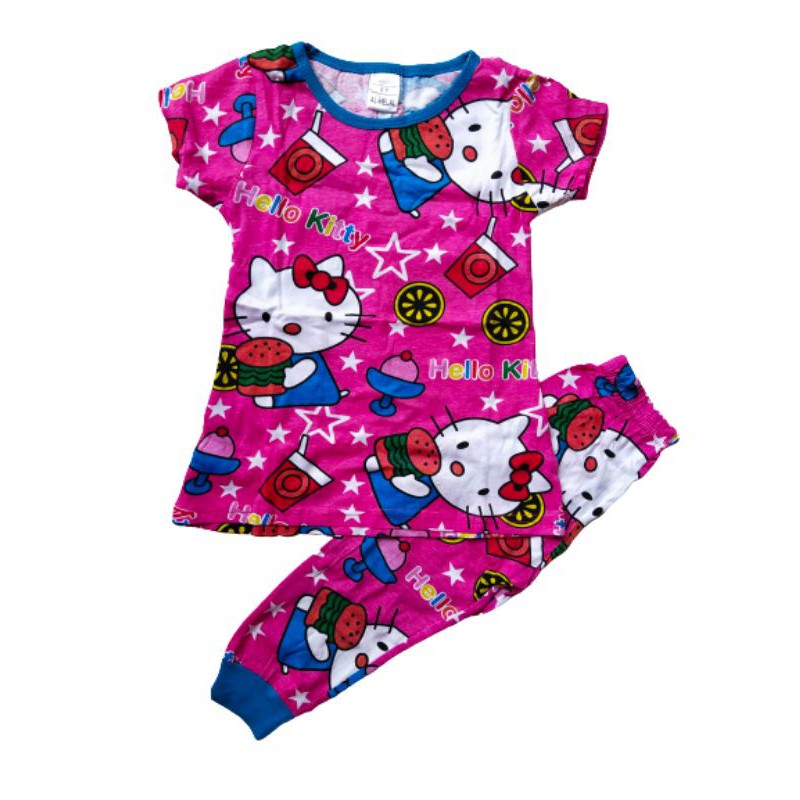 Pyjamas Kids Hello Kitty Baju Tidur Kanak Kanak Girl Shopee Singapore