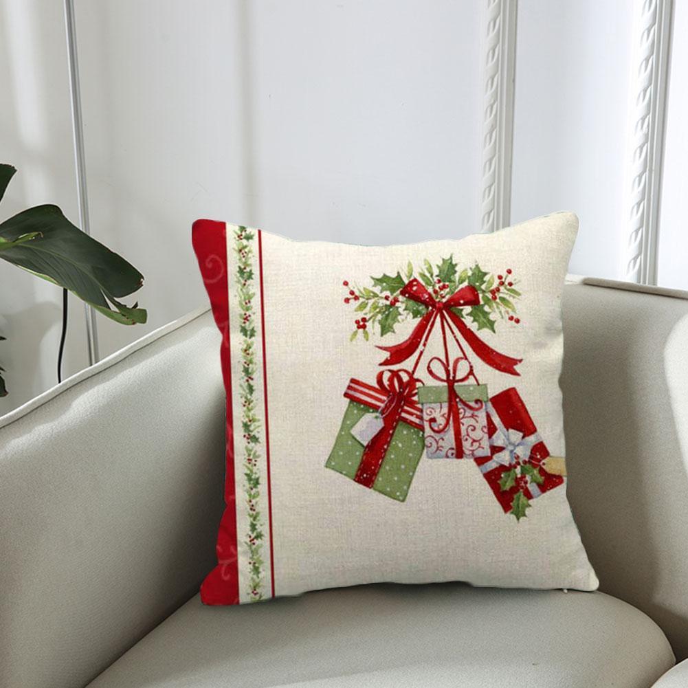 18" Cotton Linen Christmas Xmas Socks Pillow Case Throw Cushion Cover Home Decor 