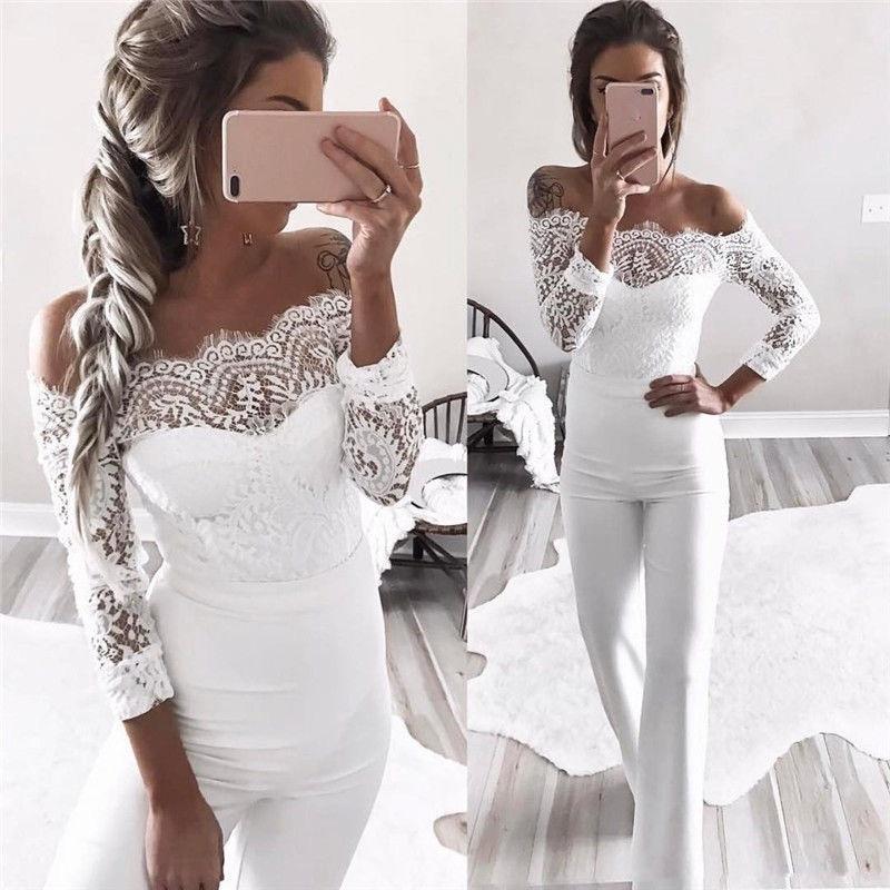 all white off the shoulder jumpsuit