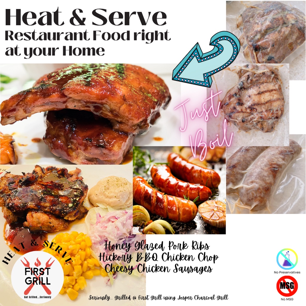 Heat Serve Bundle Deal Josper Grilled Honey Glazed Pork Ribs Hickory Bbq Chicken Chop Cheesy Chicken Sausages Shopee Singapore