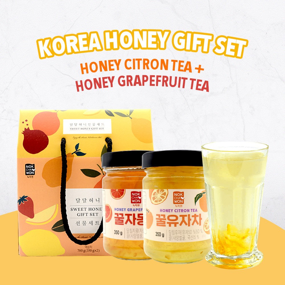 [Korean Honey Fruit Tea Set] Honey Citron Tea - 350g + Honey Grapefruit ...