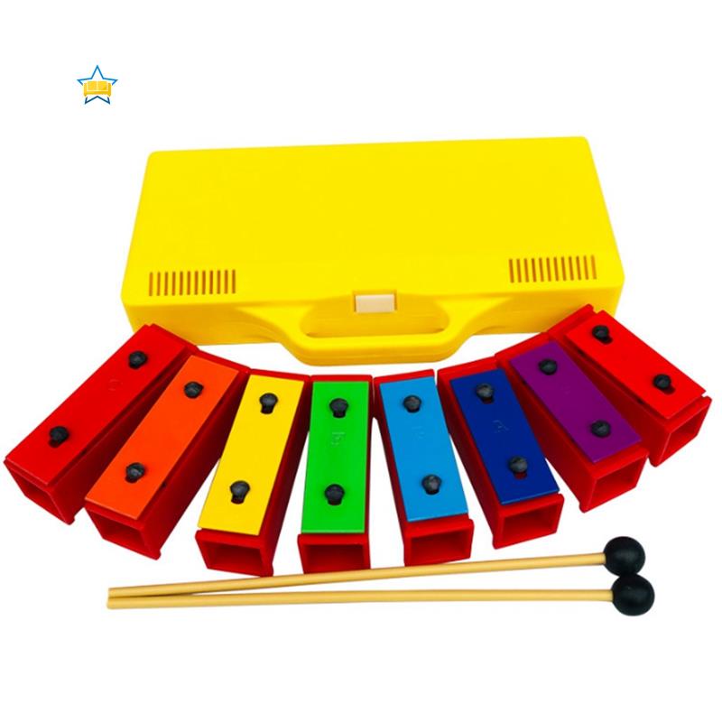 8 Notes Chromatic Xylophone Glockenspiel Resonator Bells with Yellow