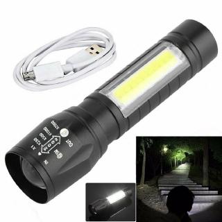 Portable T6 LED Flashlight / USB Rechargeable Zoomable Flashlight / Lantern COB Torch Lamp / Camping Working Out door Torch