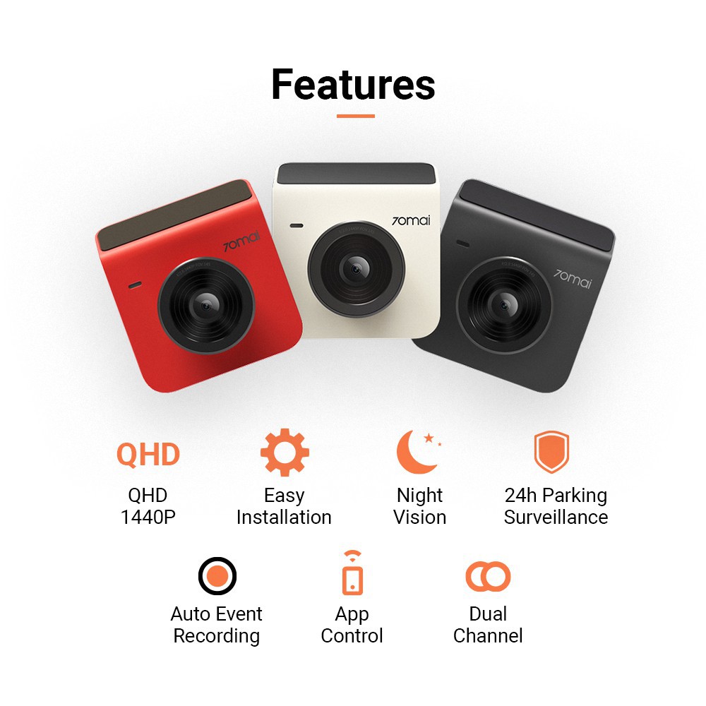 【INSTOCK】 70mai A400 Dash Cam QHD 1440P Front Rear Cam Recorder Night Vision 145 FOV WDR App Control Smart Car Camera