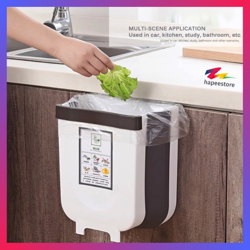 [NEW!] Foldable Hang On Kitchen Cabinet Waste Bin / Dustbin / Multi ...