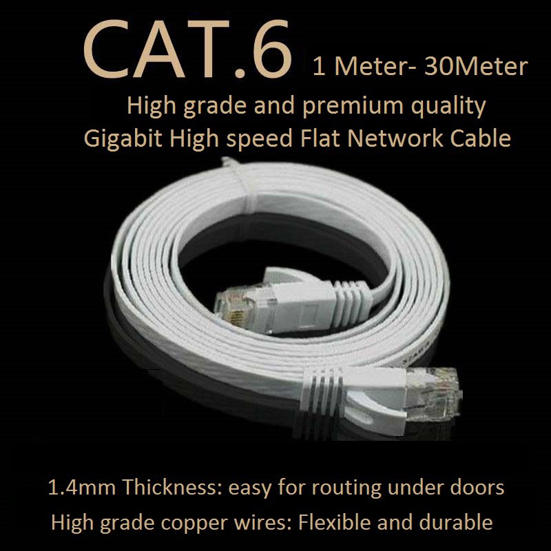 10 meter to 50 meter Gigabit UTP Direct LAN CAT 6 CAT 7 Flat / Round UTP Network Cable