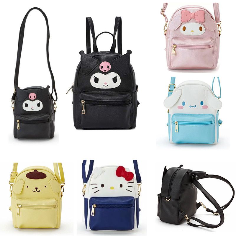 Women Mini PU Backpack Cute Hello Kitty My Melody Pompompurin Kuromi 2
