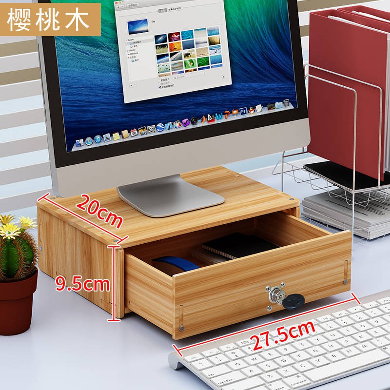 Wooden Desk Pcs Shelf Desktop Computer Display Base Desktop Folder