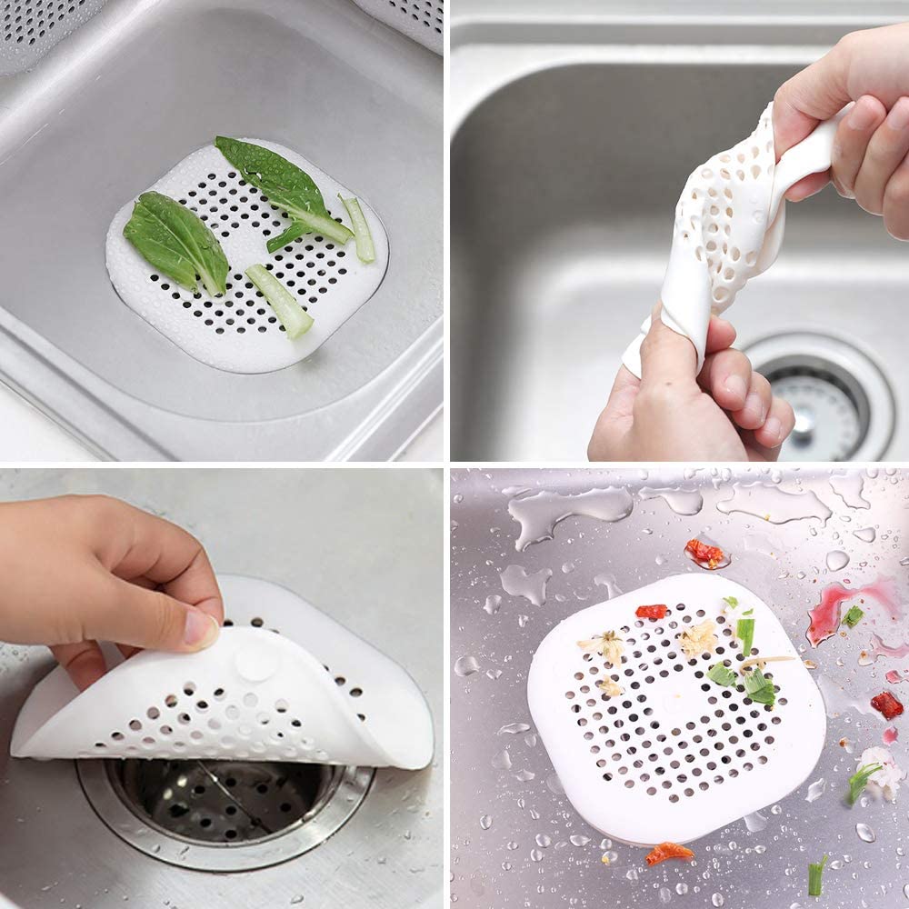 Sink Strainer Shower Hair Catcher Sewer Filter Water Stopper Drain Protector Filter Silicone Drain Protector with Sucker Suitable for Bathroom Bathtub and Kitchen Home Drain Protectors 4 Pieces 