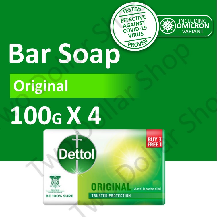 3+1Dettol AntiBacterial Bar Soap Original 100G (Kills 99.9 of Germs