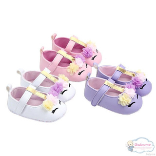 Baby Girls Toddler Infant First Walkers Non-Slip Floral PU Princess Shoes #0