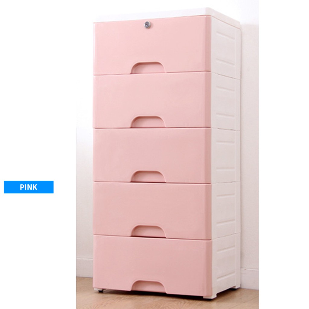 5 Drawer W Lock Plastic Drawer Cabinet Shopee Singapore