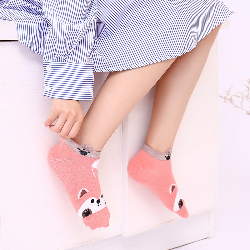 Image of Spring and autumn socks new women's socks cartoon cute socks cotton boat socks #3