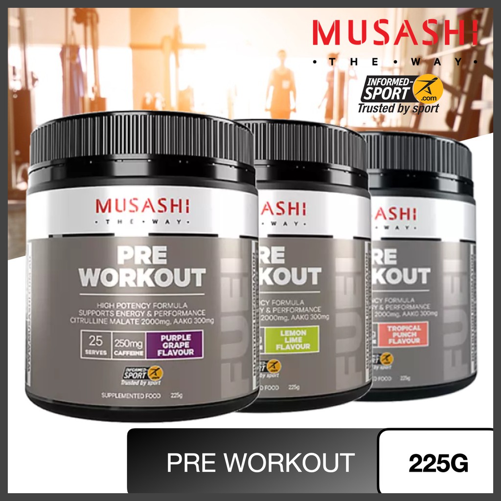 MUSASHI Pre Workout Powder 225G High Potency Formula To Support Energy   Performance | Shopee Singapore