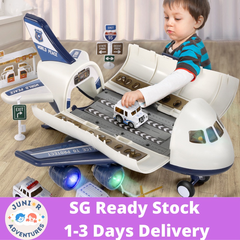 Transport Cargo Airplane Toy with Music and Light, Toy Airplane Car Toy Play Set with Vehicle