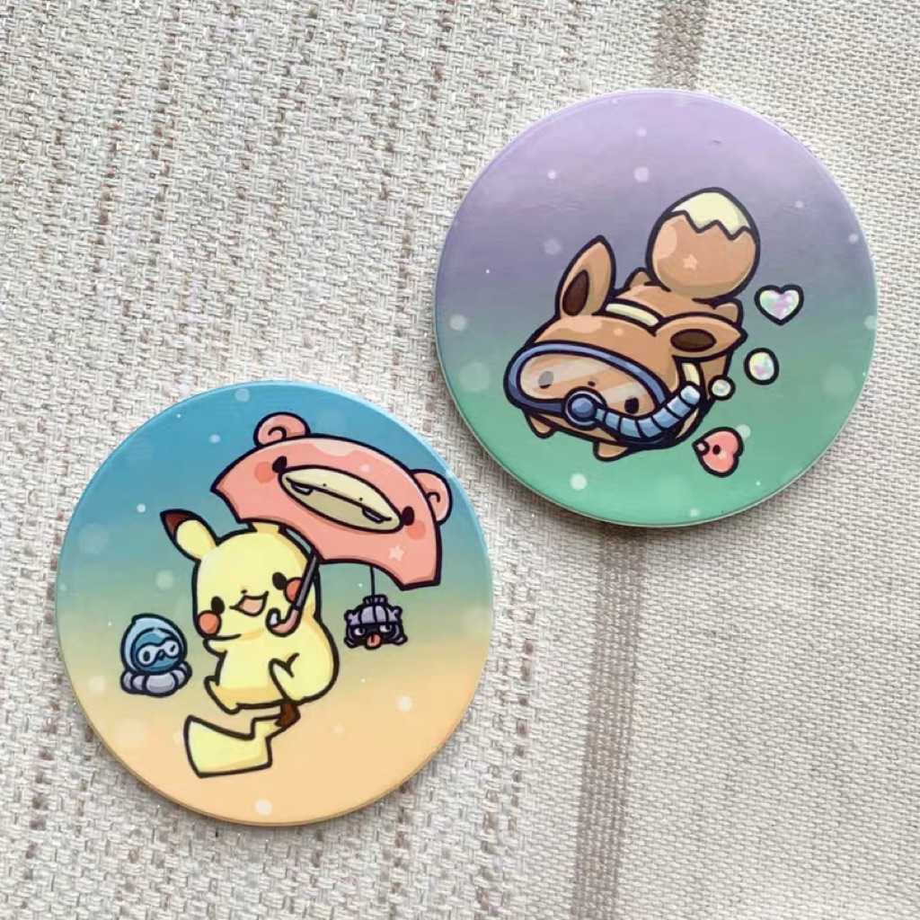 Coaster Pikachu Eevee Water Absorbent For Cups Mugs On Top Cute Pokemon Anime Art Shopee Singapore