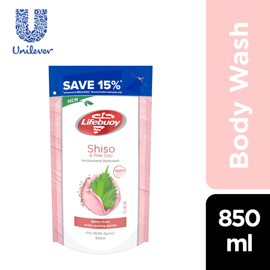 Lifebuoy Pink Clay & Shiso Antibacterial Body Wash Refill 850ml